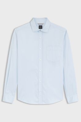 Casual-fit cotton shirt with spread collar, Light Blue