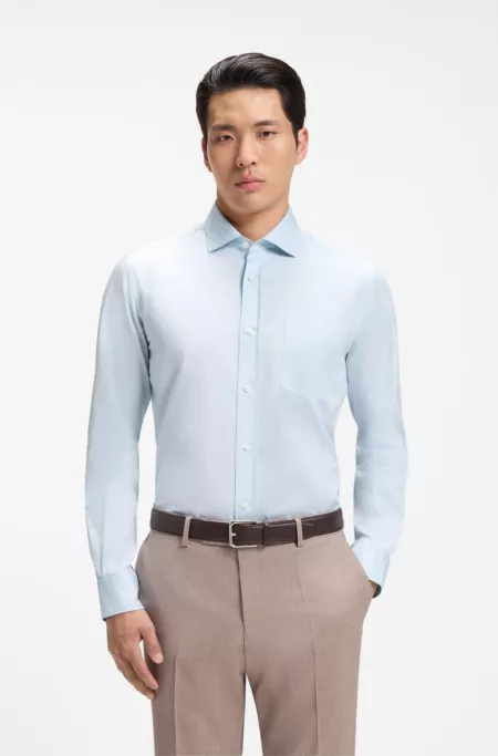 Casual-fit cotton shirt with spread collar