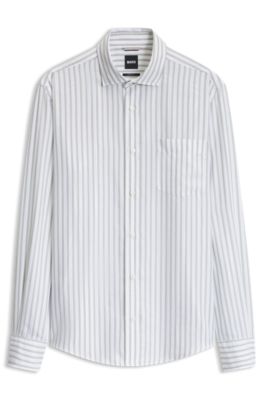 Casual-fit heritage shirt with vertical stripes, White Stripes