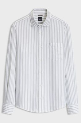 Casual-fit heritage shirt with vertical stripes, White Stripes