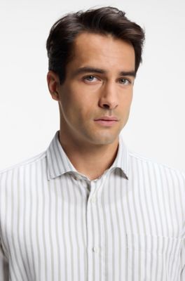 Casual-fit heritage shirt with vertical stripes, White Stripes