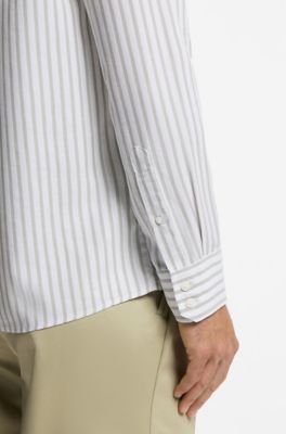 Casual-fit heritage shirt with vertical stripes, White Stripes