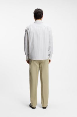 Casual-fit heritage shirt with vertical stripes, White Stripes