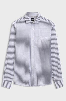 Casual-fit heritage shirt with vertical stripes, Blue stripes