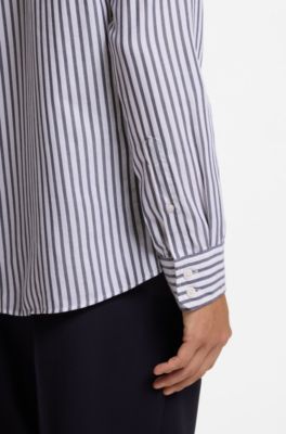 Casual-fit heritage shirt with vertical stripes, Blue stripes