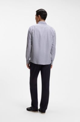 Casual-fit heritage shirt with vertical stripes, Blue stripes