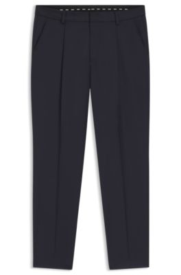 Tapered-fit trousers in virgin-wool serge, Dark Blue