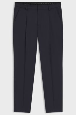 Tapered-fit trousers in virgin-wool serge, Dark Blue