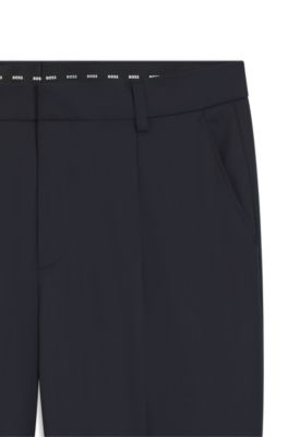 Tapered-fit trousers in virgin-wool serge, Dark Blue