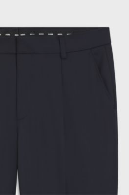 Tapered-fit broek in een serge van scheerwol, Donkerblauw