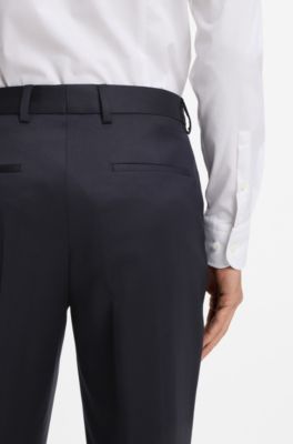Tapered-fit broek in een serge van scheerwol, Donkerblauw