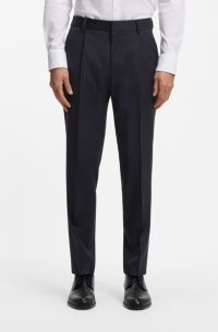 Tapered-fit trousers in virgin-wool serge, Dark Blue
