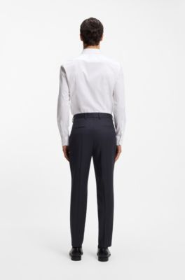 Tapered-fit trousers in virgin-wool serge, Dark Blue
