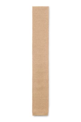Silk tie in knitted jacquard, Beige