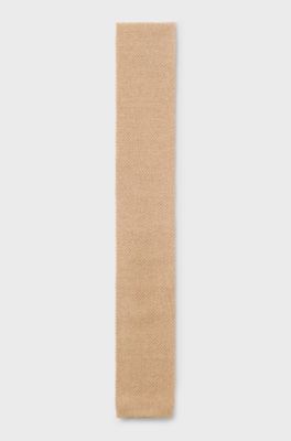 Silk tie in knitted jacquard, Beige