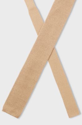 Silk tie in knitted jacquard, Beige