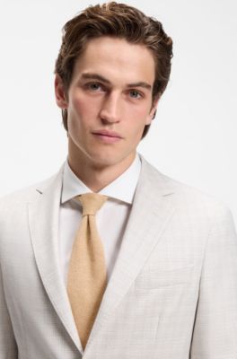 Silk tie in knitted jacquard, Beige