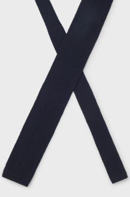 Silk tie in knitted jacquard, Dark Blue