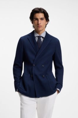 Silk tie in knitted jacquard, Dark Blue