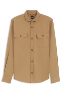 Heritage casual-fit shirt in compact cotton poplin, Beige