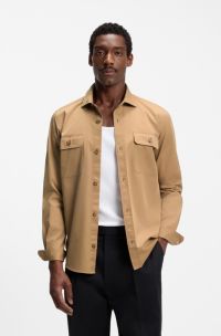 Heritage casual-fit shirt in compact cotton poplin, Beige