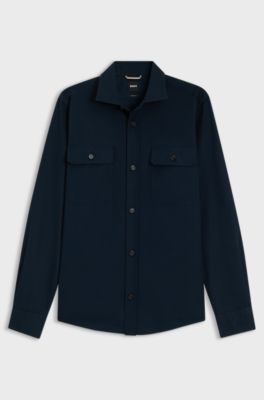 Casual fit heritage-skjorta i t&auml;t bomullspoplin, M&ouml;rkbl&aring;