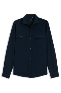 Heritage casual-fit shirt in compact cotton poplin, Dark Blue