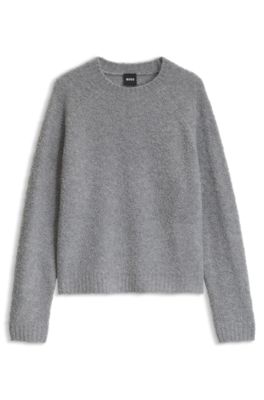 Wool and cashmere-blend sweater with raglan sleeves, Light Grey