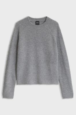 Wool and cashmere-blend sweater with raglan sleeves, Light Grey