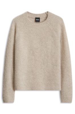 Wool and cashmere-blend sweater with raglan sleeves, Natural