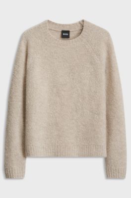 Wool and cashmere-blend sweater with raglan sleeves, Natural