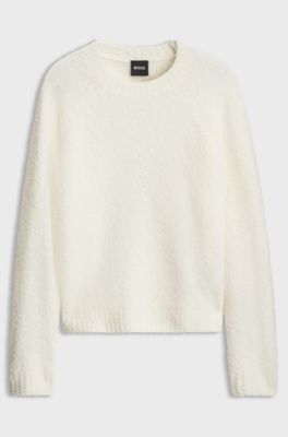 Wool and cashmere-blend sweater with raglan sleeves, Natural