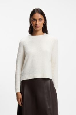 Wool and cashmere-blend sweater with raglan sleeves, Natural