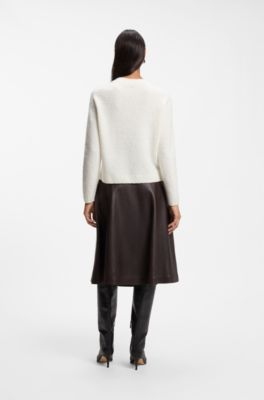 Wool and cashmere-blend sweater with raglan sleeves, Natural