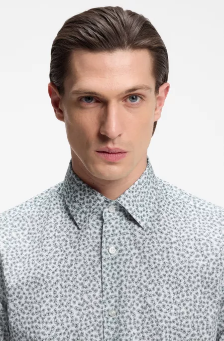 Camisa business slim fit en popelín elástico