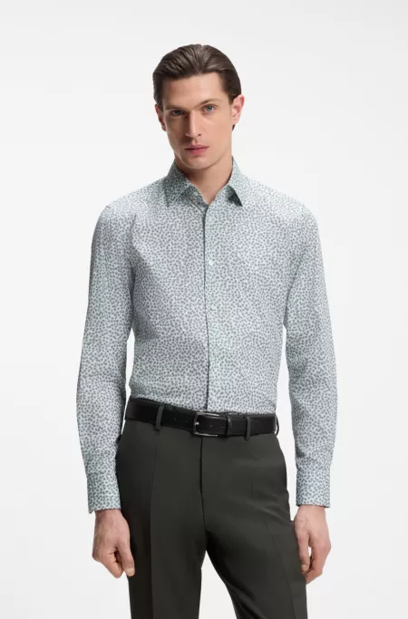 Camisa business slim fit en popelín elástico