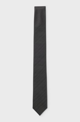 Silk tie with jacquard-woven pattern, Black