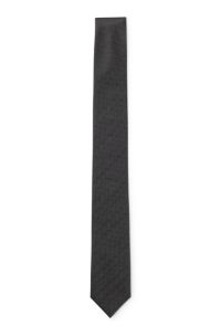 Silk tie with jacquard-woven pattern, Black