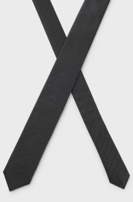 Silk tie with jacquard-woven pattern, Black