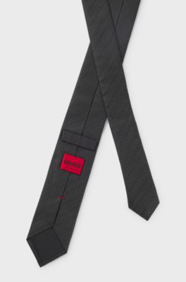 Silk tie with jacquard-woven pattern, Black