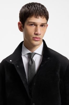 Silk tie with jacquard-woven pattern, Black