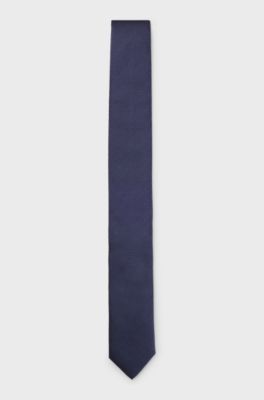 Silk tie with jacquard-woven pattern, Dark Blue