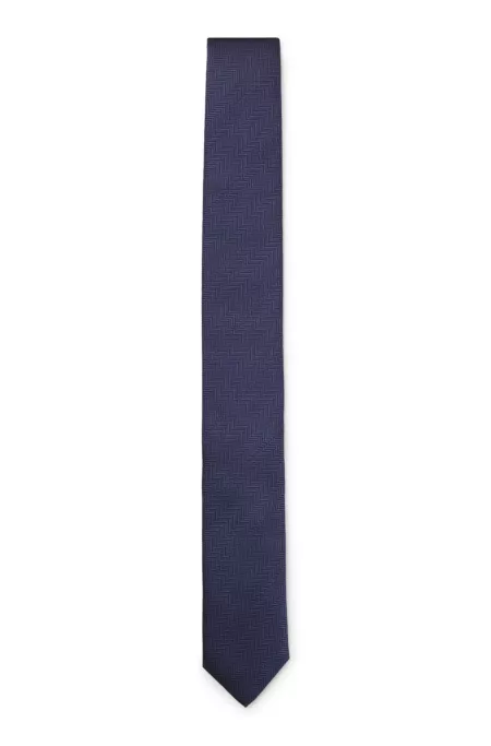 Silk tie with jacquard-woven pattern