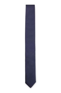 Silk tie with jacquard-woven pattern, Dark Blue
