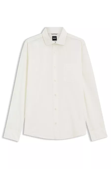 Camisa clásica de corte casual en popelín de algodón