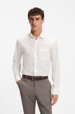 Casual-fit heritage shirt in cotton poplin, Natural