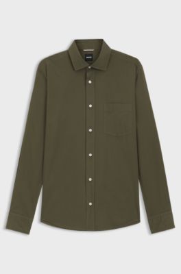 Casual-fit heritage shirt in cotton poplin, Olive