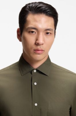 Casual-fit heritage shirt in cotton poplin, Olive