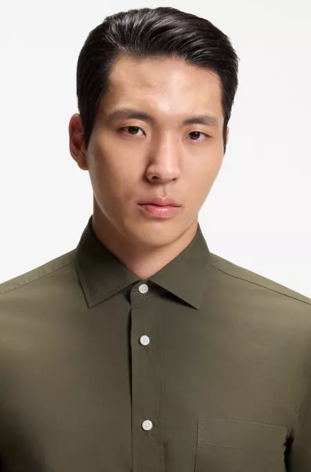 Chemise coupe décontractée en popeline de coton à l’esprit héritage