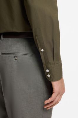 Casual-fit heritage shirt in cotton poplin, Olive